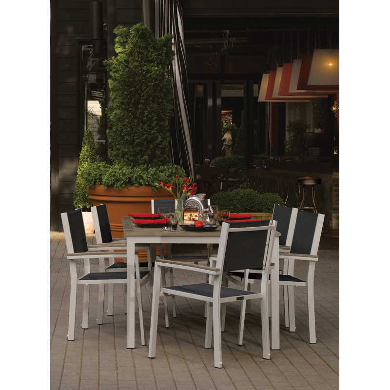Travira Stacking Patio Dining Chair, Tekwood Vintage, Black, Flint