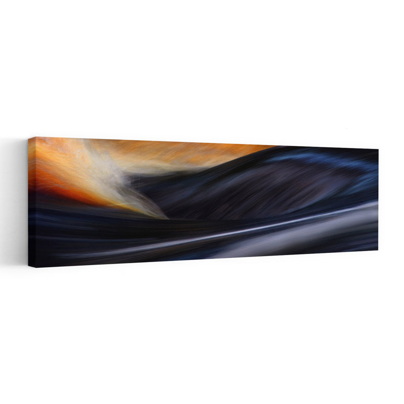 Art abstrait contemporain abstrait orange et bleu, H 36 po x l 12 po