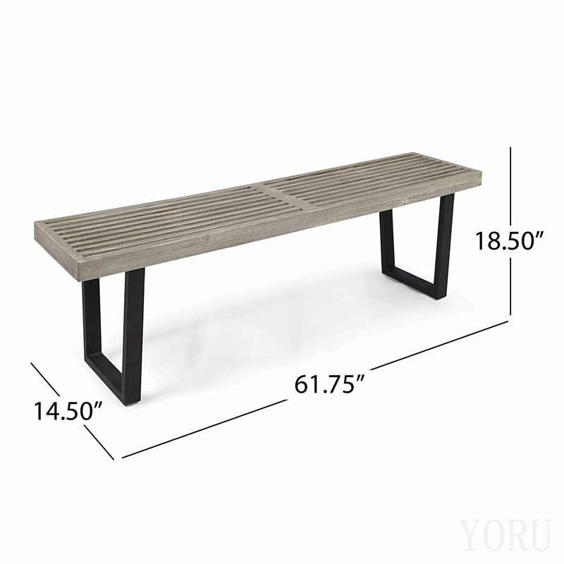 Metal/Solid Wood Outdoor Bench