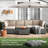 7 Pieces Outdoor Patio Furniture Set, Wicker Sectional Sofa Set Modular Conversation Couch Set with Cushions & Coffee Table-1394810304