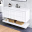 Armoire de salle de bain murale 48 po, meuble-lavabo flottant en MDF avec 2 grands tiroirs et tablette inférieure ouverte, armoire de rangement peinte en blanc, conception sans poignée