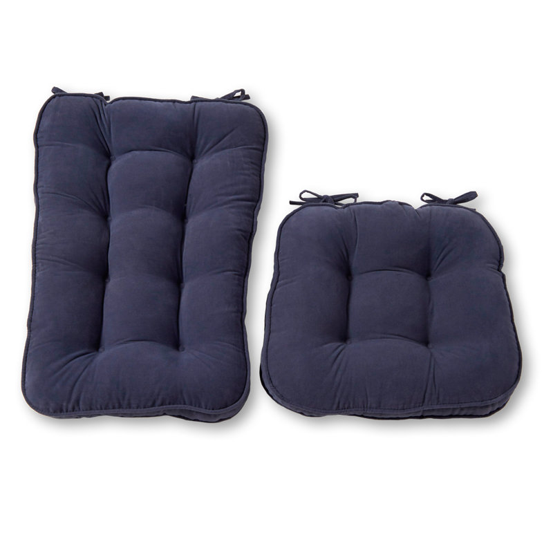 Reversible Microfiber Rocking Chair Cushion Set, 28" W x 18" D, Denim