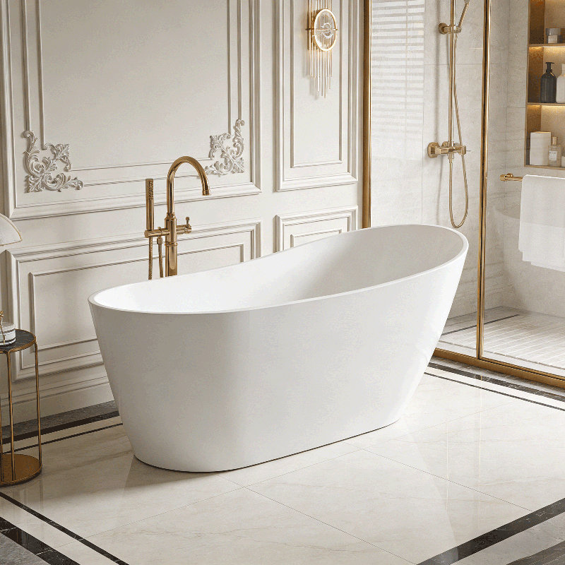 Baignoire de trempage autoportante en acrylique 55,12 po x 30,71 po