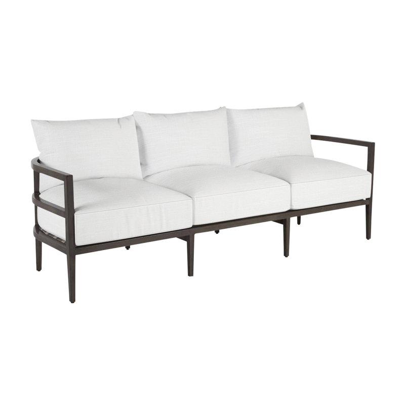 Santa Barbara 86.63" Wide Outdoor Patio Sofa with Cushions, No Welt, Rollo Cream, Standard Plus