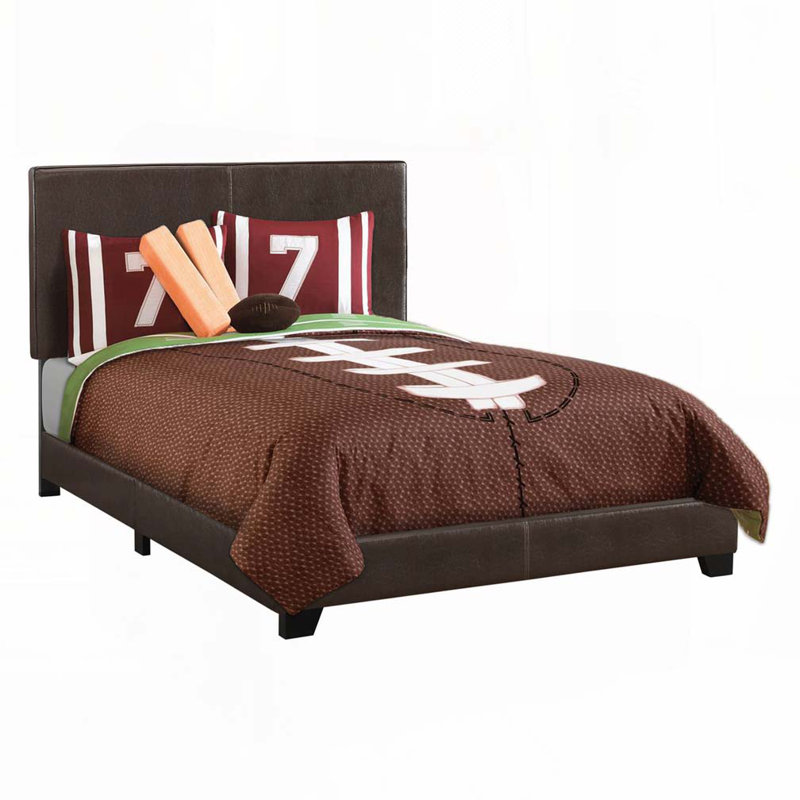 Lit plateforme tapissier en similicuir, Lit double, Brun