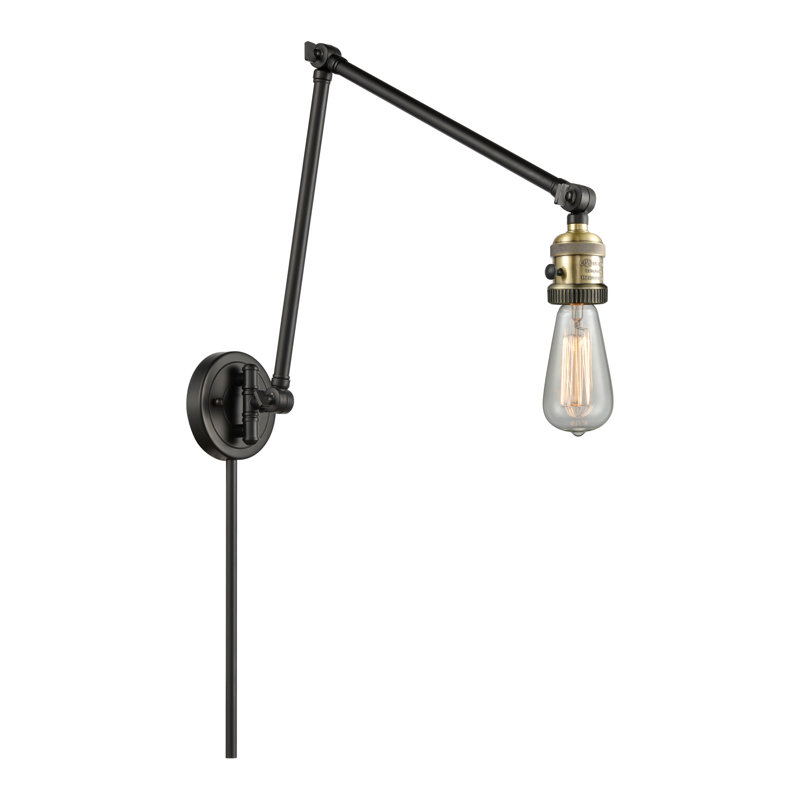 Allaryce Swing Arm Sconce, Bulb Not Included, Black Antique Brass