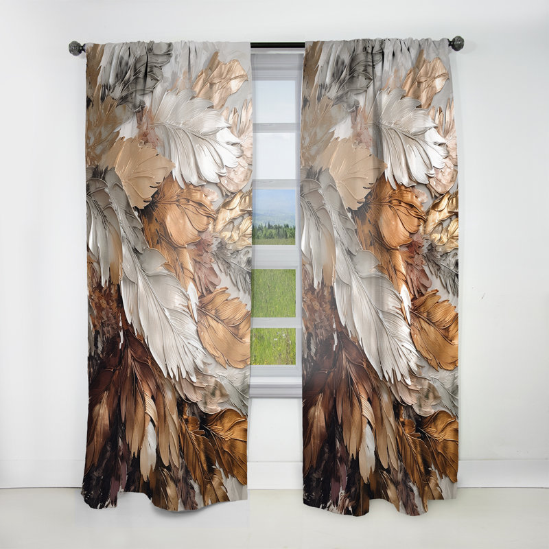 Rideau en velours moderne - obscurcissant - 1 panneau d'extérieur Gold Feather Extravaganza IV, L 52 po x L 84 po
