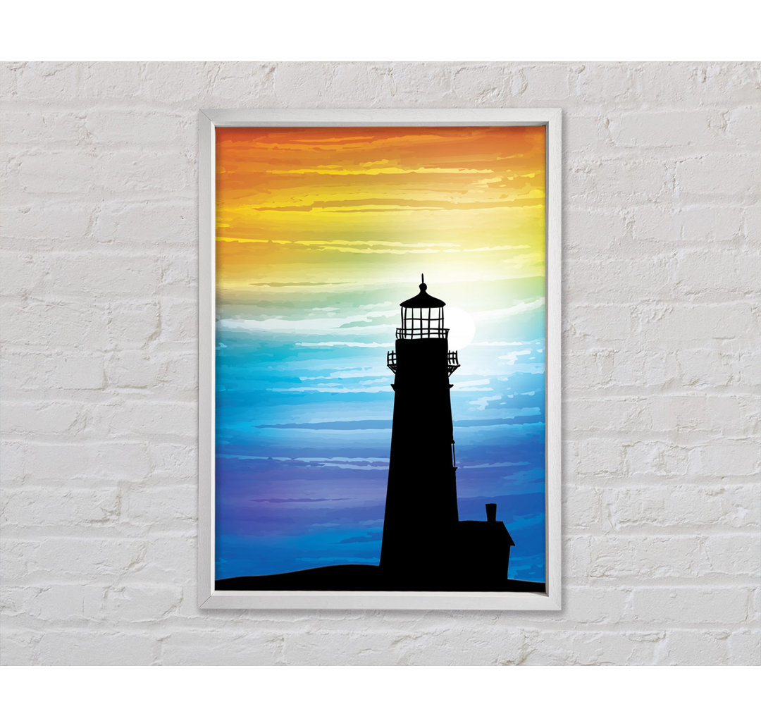 Gerahmtes Leinwandbild Lighthouse Rainbow Skies