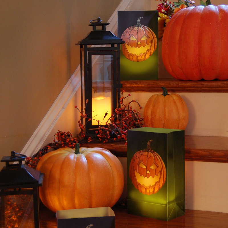 Battery-Operated Luminaria Kit, Jack O' Lantern - Set of 6