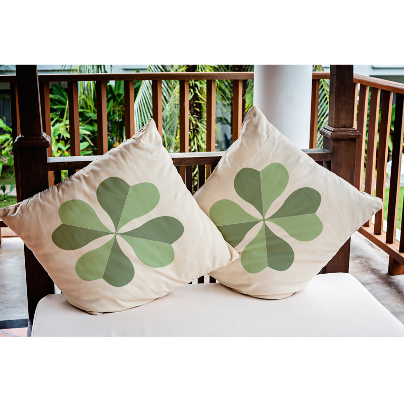 Housse et insert de coussin carré d'extérieur Lucky Clover St. Patrick's Day, 18 po x 18 po, Laurier vert