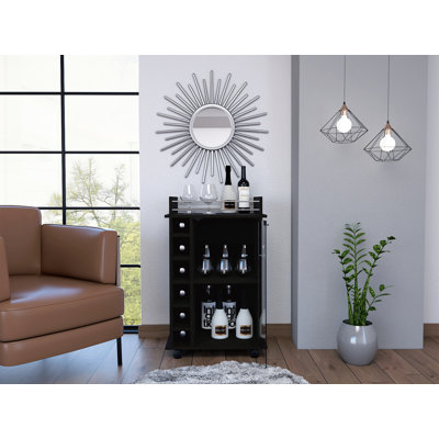 Chariot-bar 6 tablettes à 3 tablettes - Wengé noir