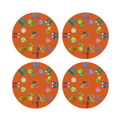 Winter In Florida Vegan Leather Round Pebble Placemat