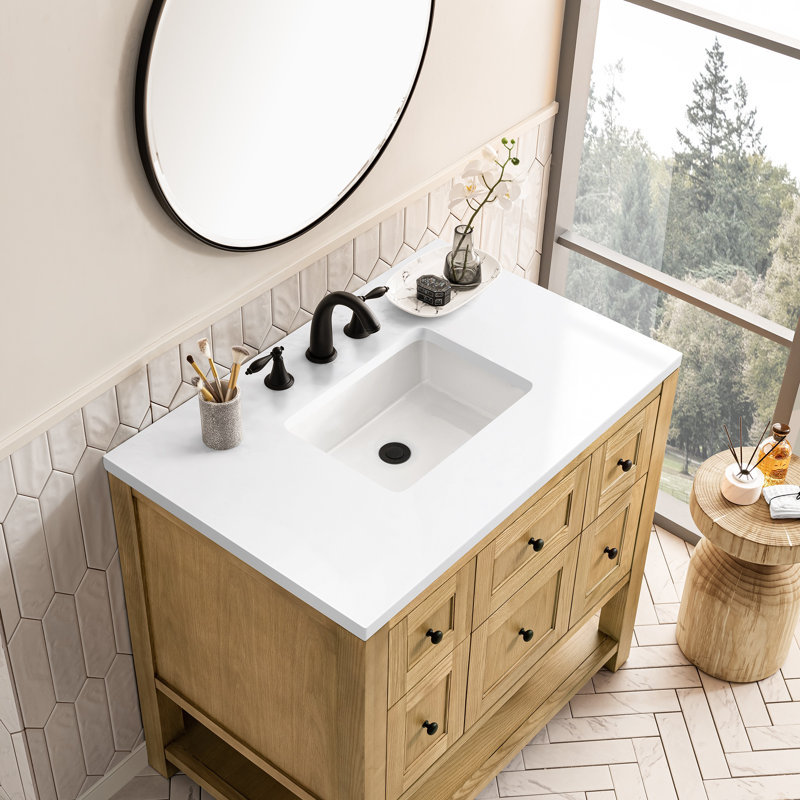 Breckenridge 36'' W Single Vanity, 8" Widespread, Light Natural Oak, White Zeus