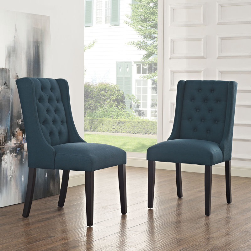 Modway Baronet Button Tufted Fabric Dining Chair, Navy, 1