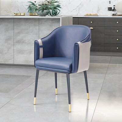 Karmann Upholstered Arm Chair in Blue/Beige -  Orren Ellis, 6B6F2FC61BAE405186AE55E00E15CA18