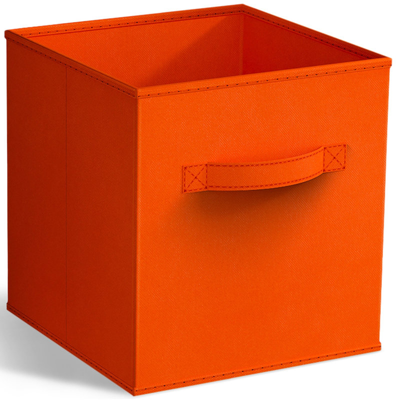 Sorbus 11 Inch Foldable Fabric Storage Cube Bin with Handle - for Organizing Home, Closet, Bedroom, Playroom, and More, Single, Orange