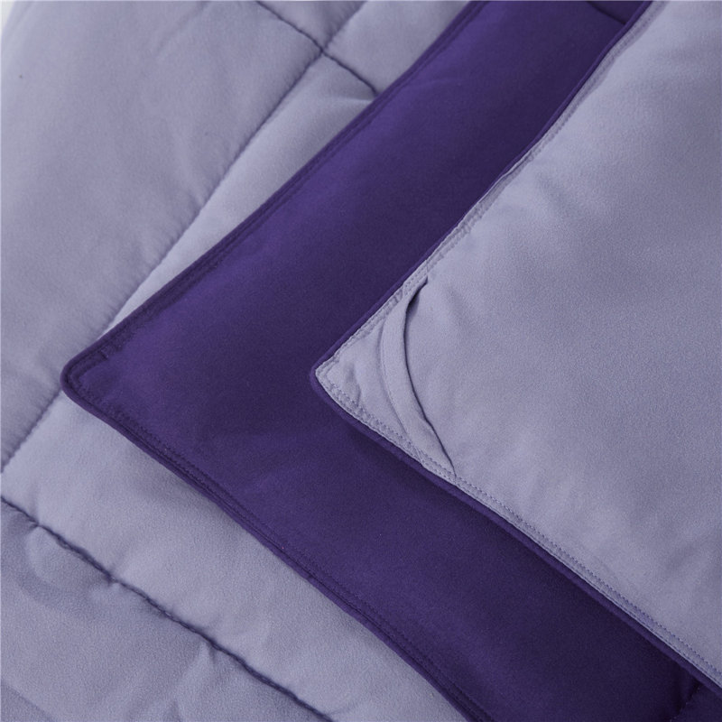 Full Purple Microfiber Reversible Duvet Comforter Set