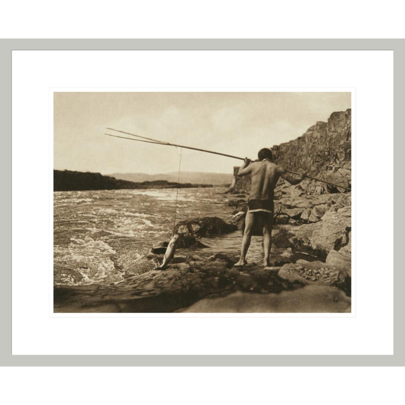 Salmon Fishing - Wishham (The North American Indian v. VIII. Norwood MA: The Plimpton Press 1911) by Edward Sheriff Curtis -Framed Giclee Print