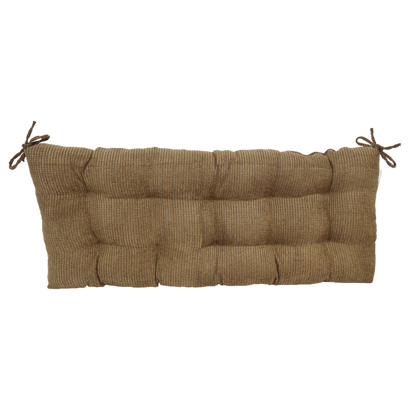 Coussin de banc capitonné en jacquard chenille, Pois bruns, L 46 po x P 19 po
