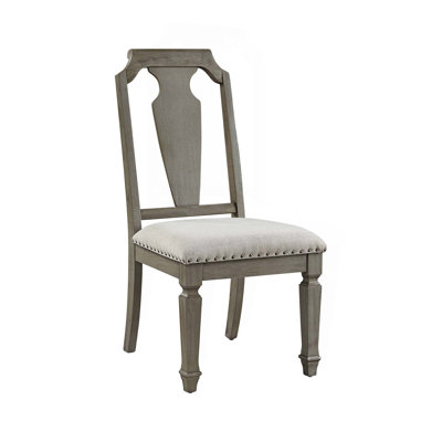 Chaise d'appoint en lin beige et chêne vieilli, ensemble de 2