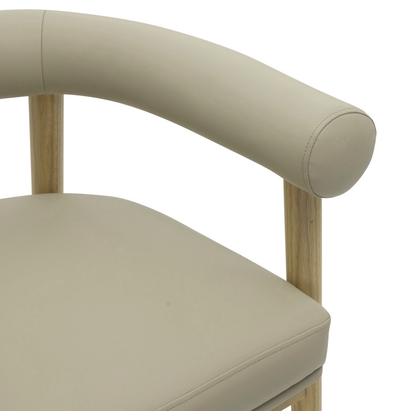 Tabouret de comptoir en cuir Spara, Taupe