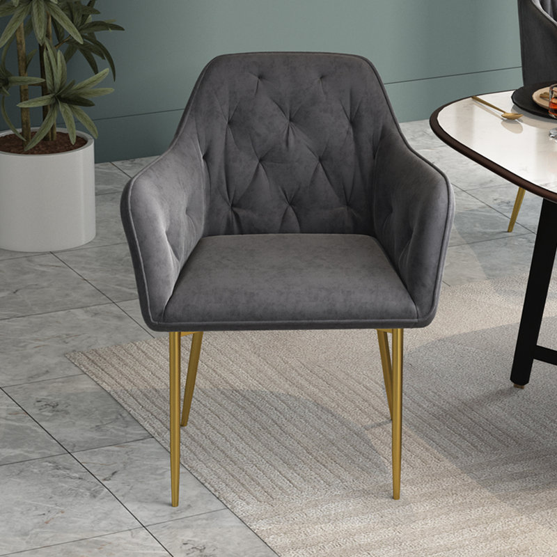 Actaeon 47cm H Tufted Velvet Upholstered Armchair, Grey