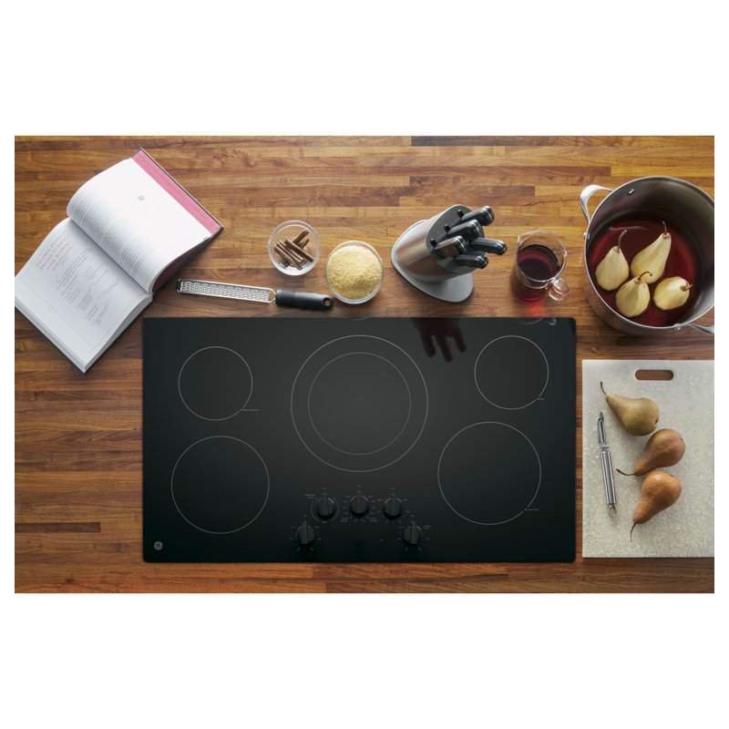 Built-in 36" Electric Cooktop with 5 Burners, Black