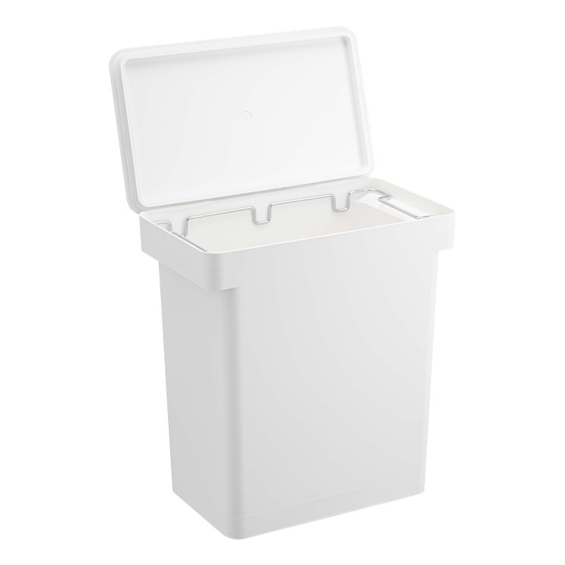 White Airtight Rolling Kitchen Trash Can with Wheels