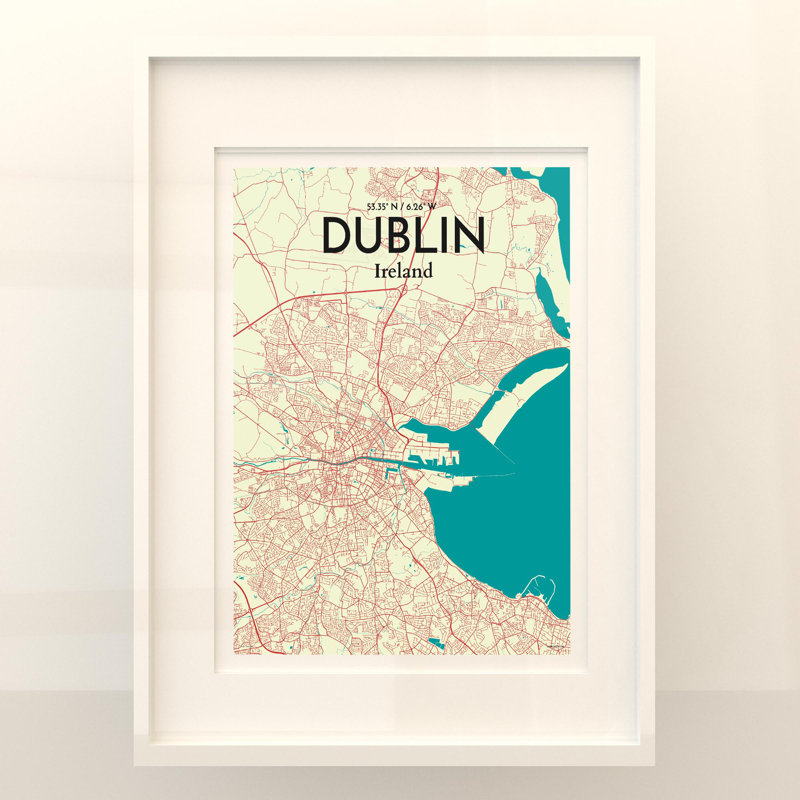 Dublin City Map In Tricolour - No Frame Print, 24cm H x 18cm W x 0.05cm D