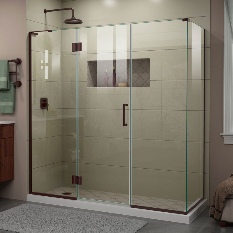 Unidoor-X 70" x 72" Rectangle Hinged Shower Enclosure, Left Opening, Chrome