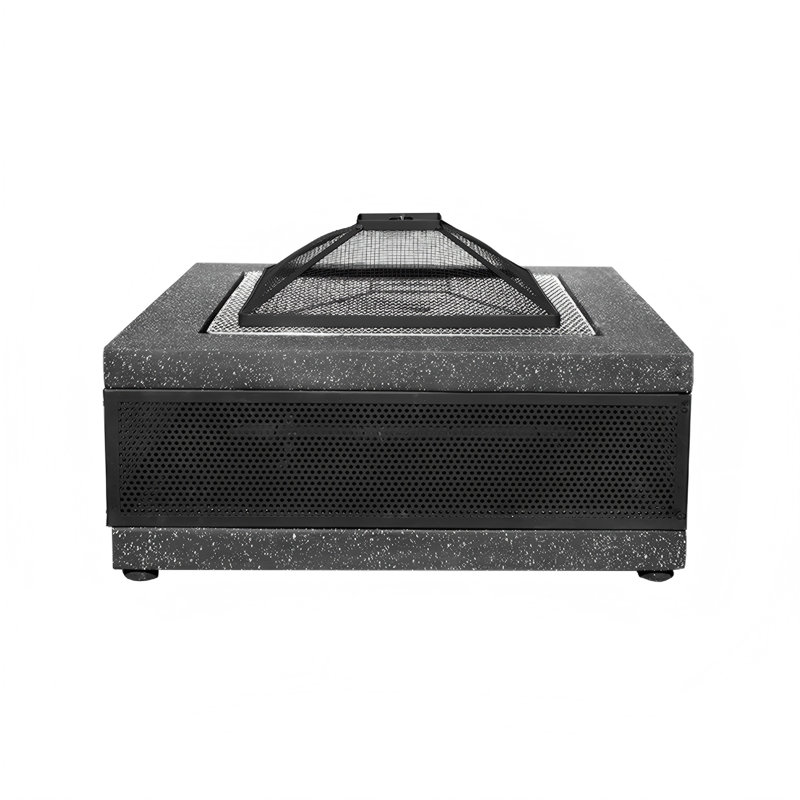 27.95" Square Magnesium Oxide Charcoal Wood Burning Outdoor Fire Pit Table With Lid