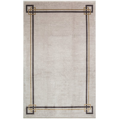 Tapis gris en viscose tissé à la machine 6 pi 5 po x 9 pi 6 po