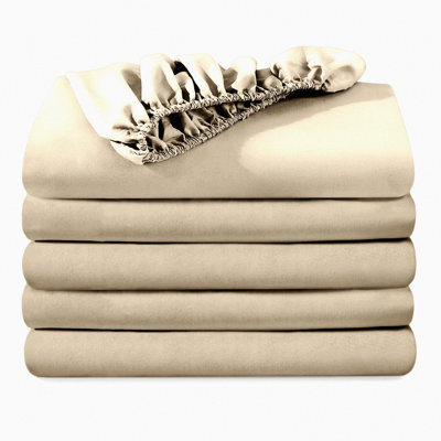 UltraSoft Twin XL Fitted Sheets 5-Pack - Premium 1800 Microfiber Deep Pocket Twin Extra Long Bedding Set - Wrinkle Resistant Sand Color