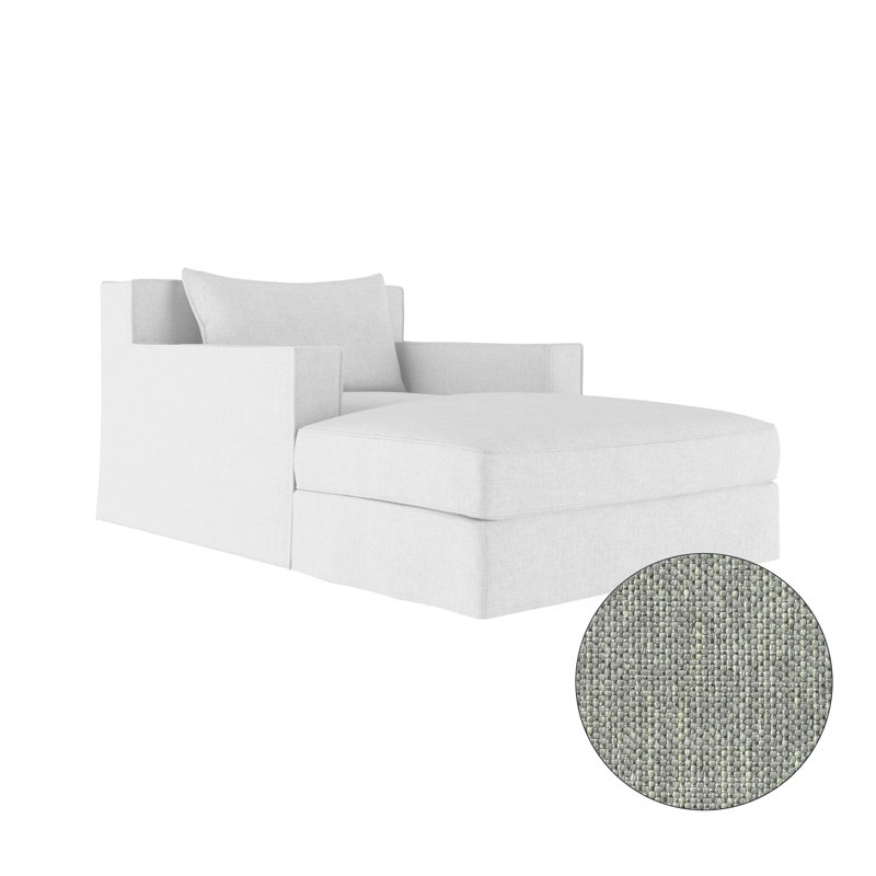 Mulberry Chaise Lounge, Plush Velvet Silver Streak, Weathered