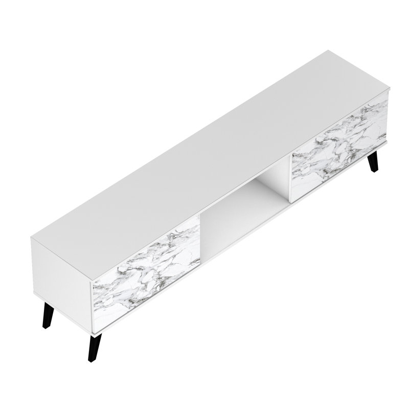 Doyers TV Stand for TVs up to 75", White/Marble