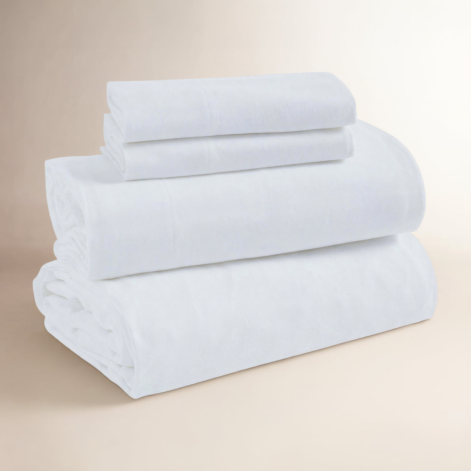 Cotton Flannel Sheet Set, California King Sheet Set with 2 Pillowcases, White