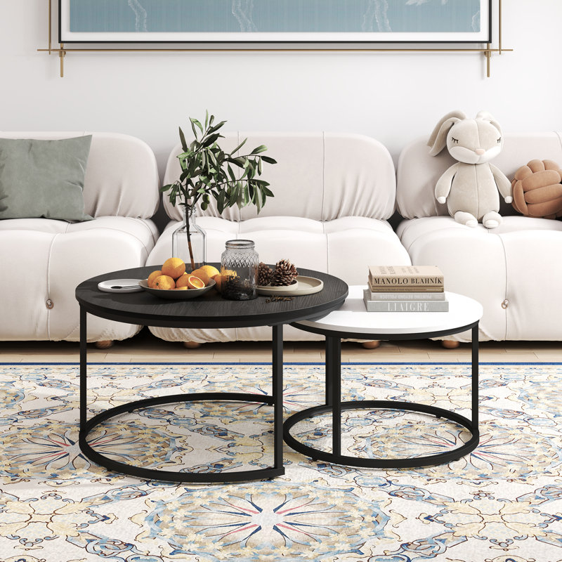 Table basse gigogne 31,5 ", Gris, Noir, noir, noir, noir