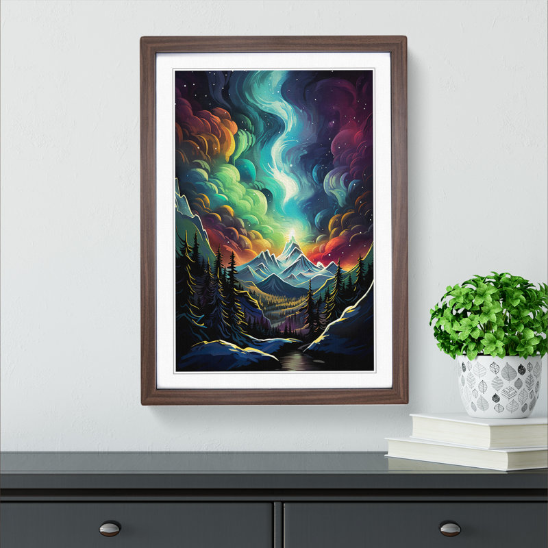 Single Picture Frame Print on Wood, Walnut Framed, 46cm H x 34cm W