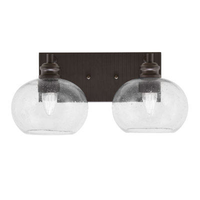 Edge 2 Light Bath Bar Shown In Brushed Nickel Finish With 7" Glass