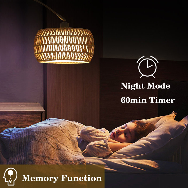 Arc Floor Lamp With Remote & Dimmable Bulb, Black