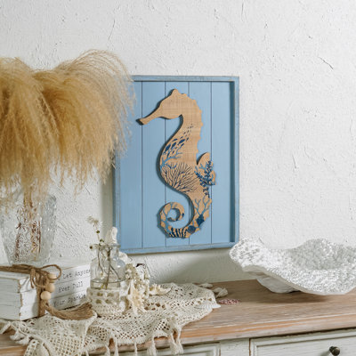 Rustic Sea Horse Wood Wall Decor