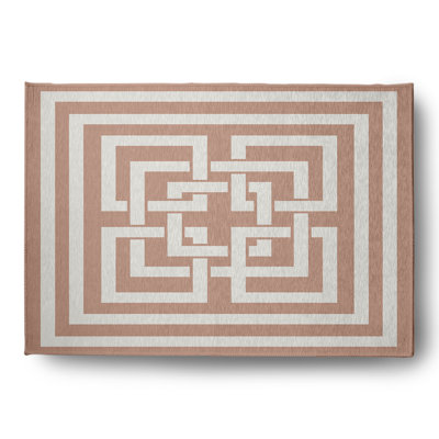 Tapis intérieur / extérieur tissé à plat à motif géométrique Cheyne