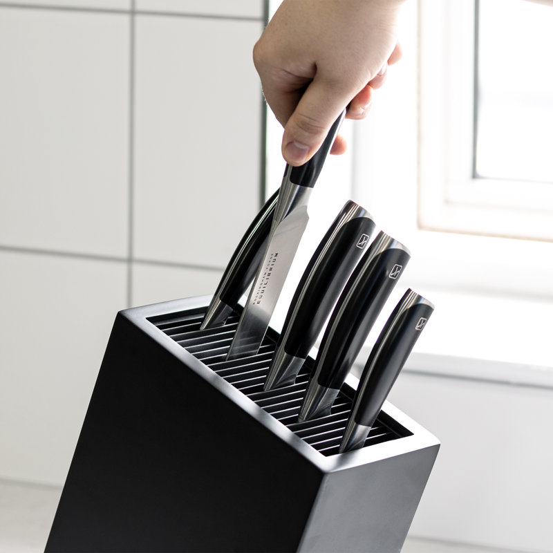 Rockingham Forge Universal Knife Block, Extra Large Storage Block With 28 Slots, Black