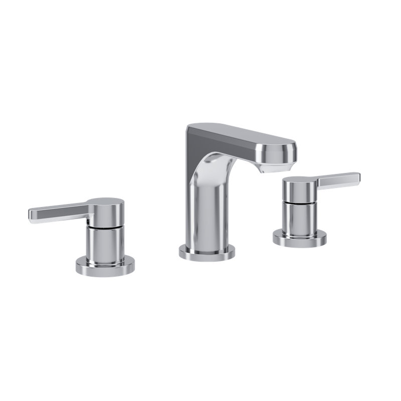 Robinet de lavabo de salle de bain espacé à deux poignées avec drain, Chrome poli