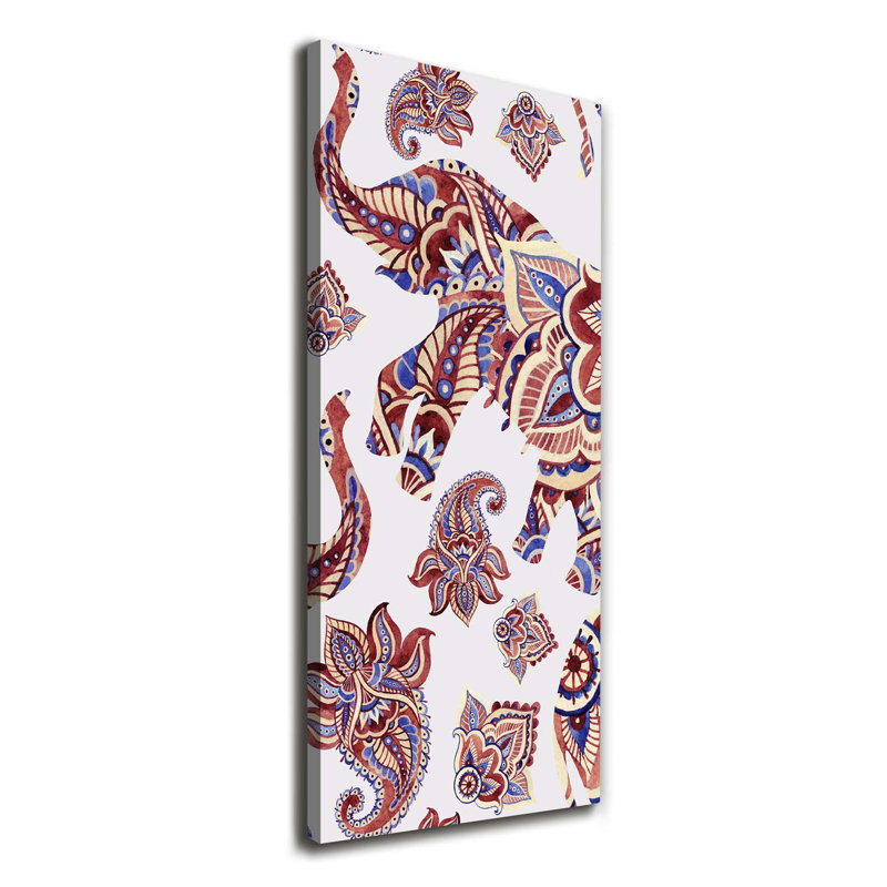 Ethnic Elephant Patterns - Wrapped Canvas Print