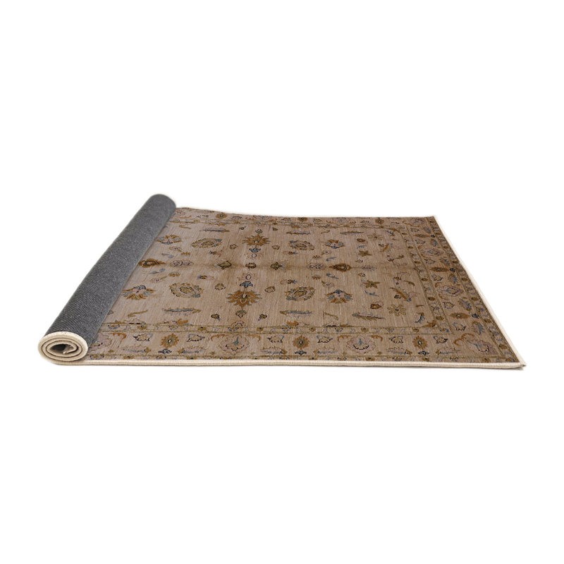 Tapis brun à motif floral Jane, Rond 8 pi