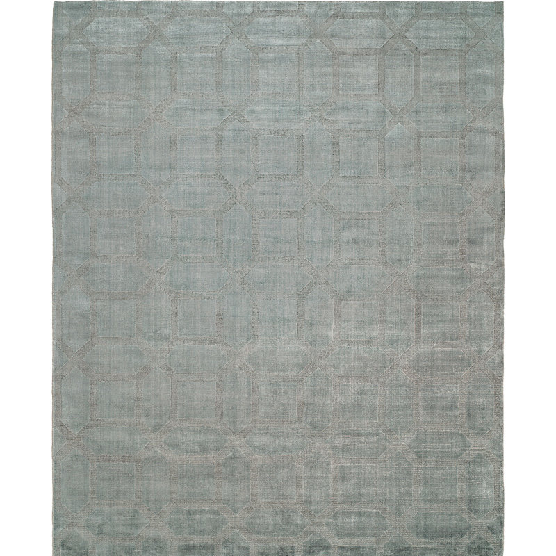 Tapis décoratif gris tissé à la main à motif géométrique, Rectangle 2 pi x 3 pi