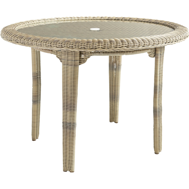 Amitie Round Metal Outdoor Dining Table With Umbrella Hole , 48'' in. W 48'' in. D