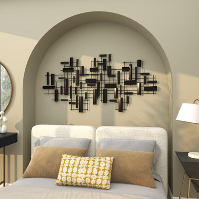 Décoration murale géométrique en métal à rayures 3D