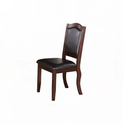 Leather Upholstered Dining Chair Set with 4 Wood Legs